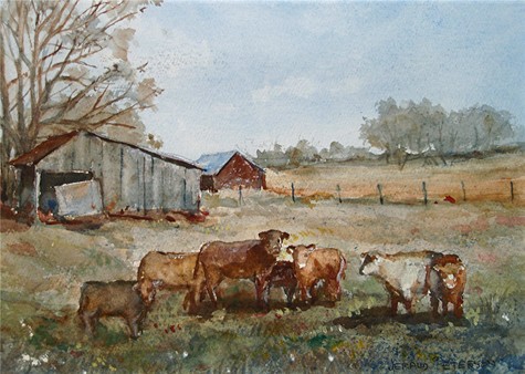 Cows in Front of the Barn